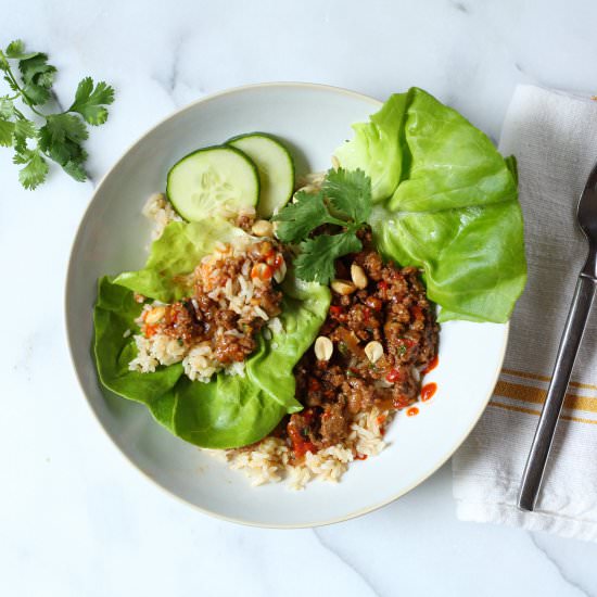 Healthy Asian Lettuce Wrap Bowls - Recipe photo by FromScratchFast