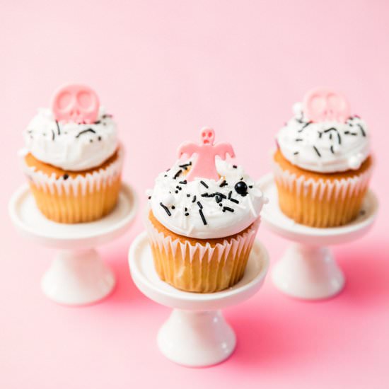 Pink Halloween Cupcakes - Recipe photo by The Sweet Nerd