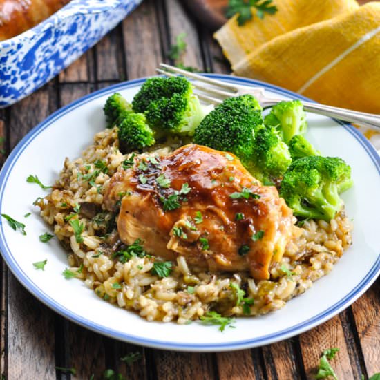 Dump and Bake Chicken Wild Rice - Recipe photo by The Seasoned Mom