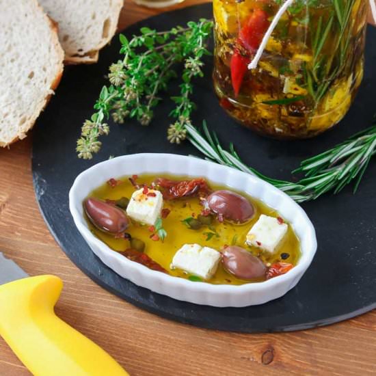 Marinated Feta with Olives - Recipe photo by Girl Heart Food