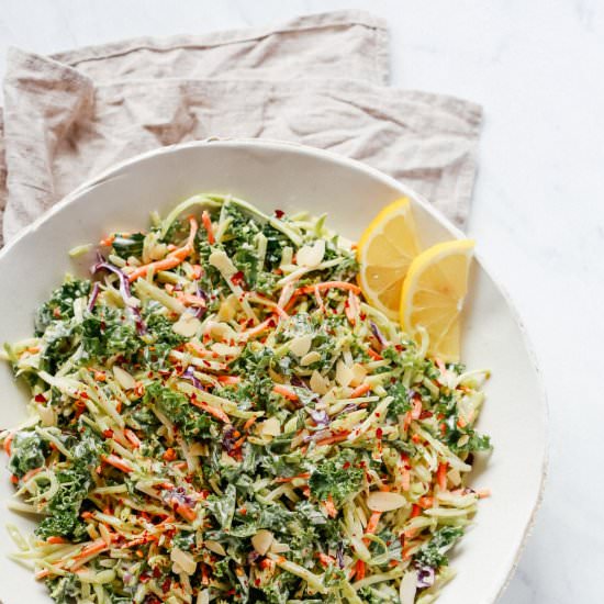 Super Easy Broccoli Kale Slaw Salad - Recipe photo by PrimaveraKitchen