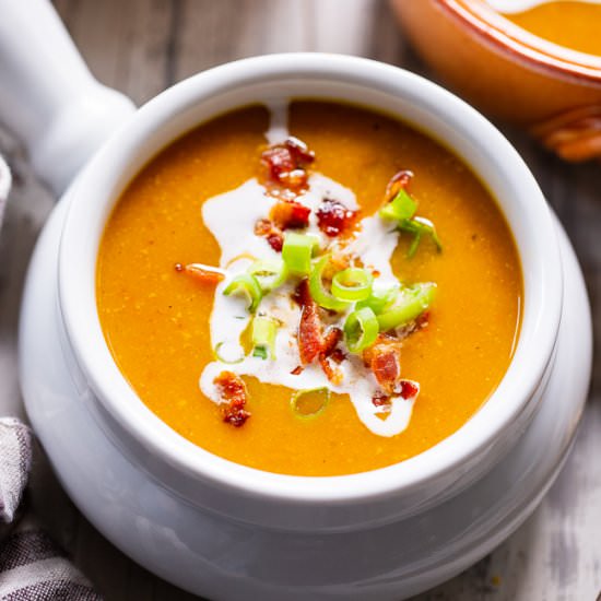 Butternut Apple Bacon Soup - Recipe photo by paleorunningmomma