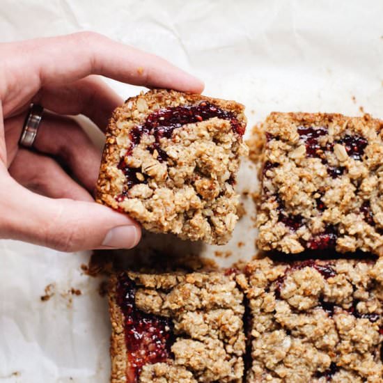 6 Ingredient Raspberry Oatmeal Bars - Recipe photo by asimplepalate