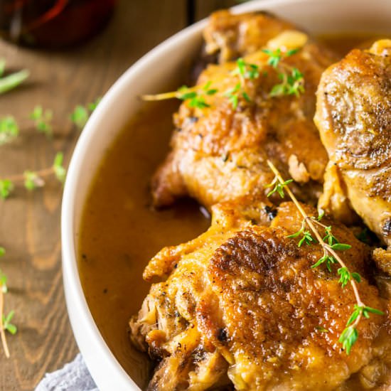 Maple-Braised Turkey Legs & Thighs - Recipe photo by Burrata and Bubbles