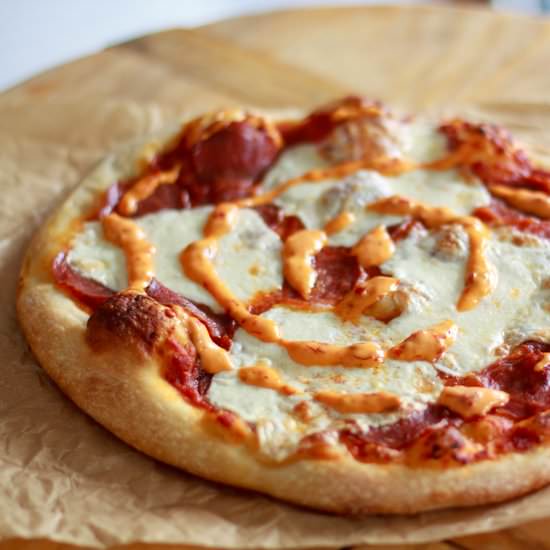 Soppressata Pizza Chili Honey Aioli - Recipe photo by thelovelyloulous