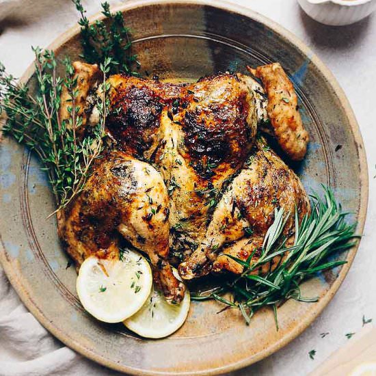 Herb-Roasted Spatchcock Chicken - Recipe photo by IHeartUmami