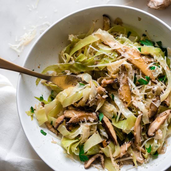 Creamy Mushroom & Cabbage Pasta - Recipe photo by Inspector Gorgeous