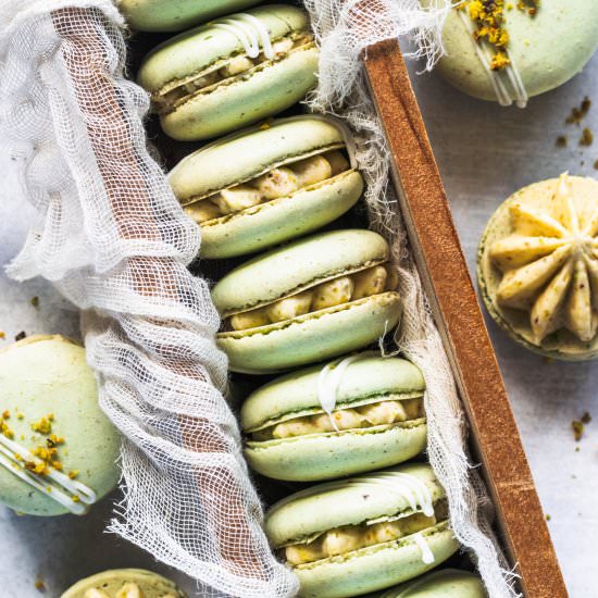 Pistachio Macarons - Recipe photo by piesandtacos