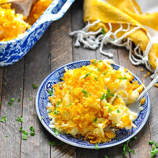 Dump-and-Bake Hash Brown Casserole - Recipe photo by The Seasoned Mom