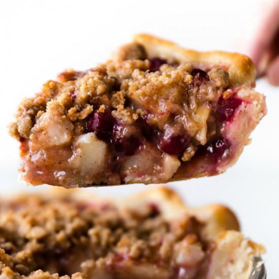 Cranberry Pear Crumble Pie - Recipe photo by sallysbakingaddiction