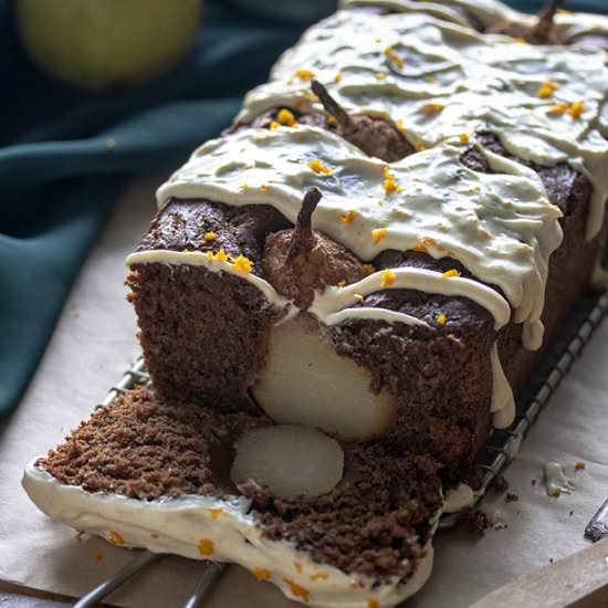 Spiced Chocolate Pear Loaf Cake - Recipe photo by URBANBAKES