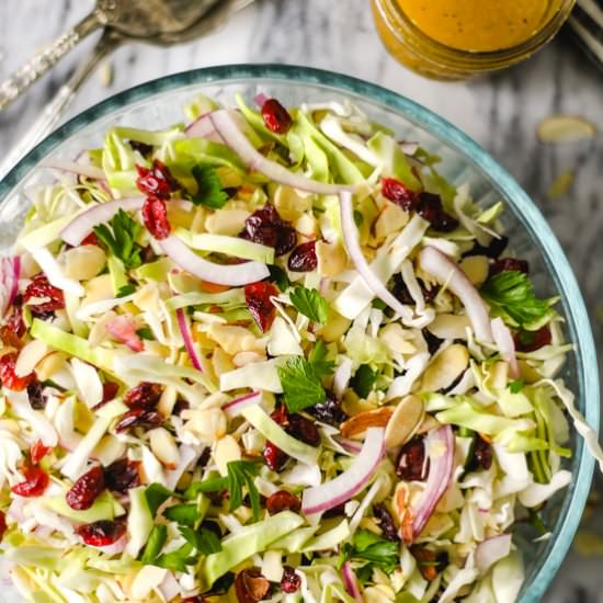 Cranberry Almond Slaw - Recipe photo by wheatbythewayside