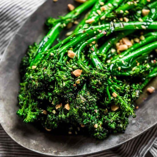 Grilled Broccolini with Vinaigrette - Recipe photo by platingsandpairings