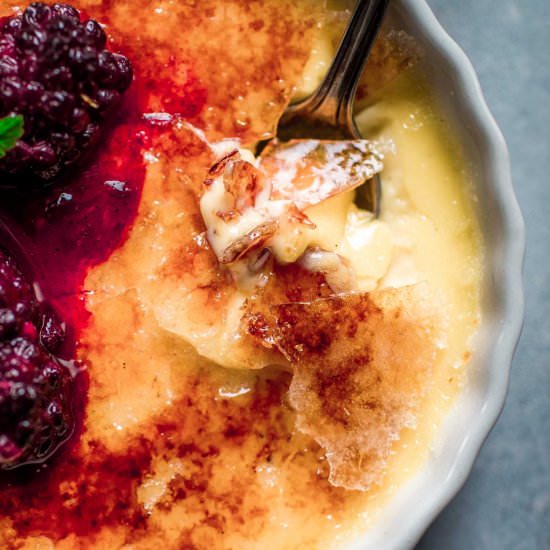 Creme Brulee with Blackberries - Recipe photo by platingsandpairings