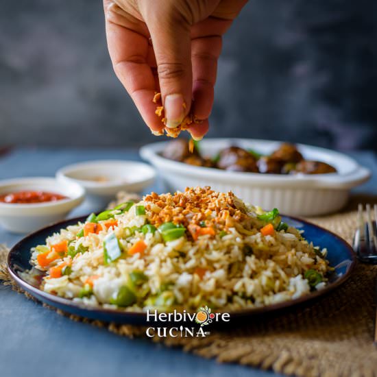 Burnt Garlic Fried Rice - Recipe photo by Herbivore Cucina