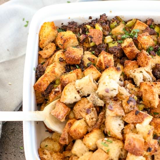 Sourdough Sausage Stuffing - Recipe photo by lisasdinnertimedish