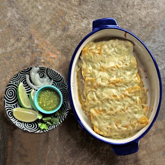 Green Chile Turkey Enchiladas - Recipe photo by Flipped-Out Food