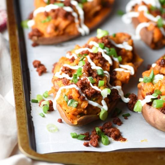 Twice Baked Sweet Potatoes Chorizo - Recipe photo by bellyfull