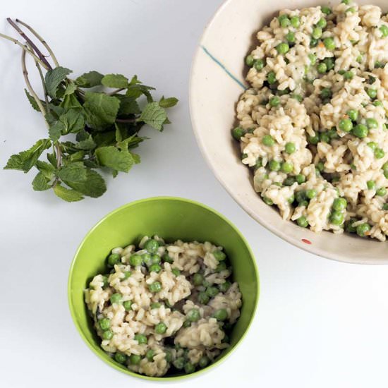 Pea and mint risotto for babies - Recipe photo by Mandy Sneaky Veg