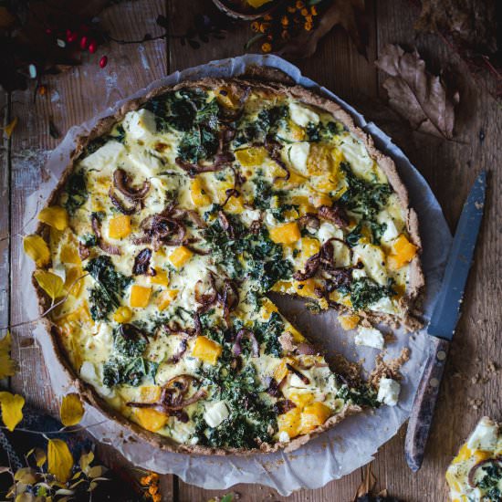 Pumpkin & feta quiche - Recipe photo by Flymetothespoon