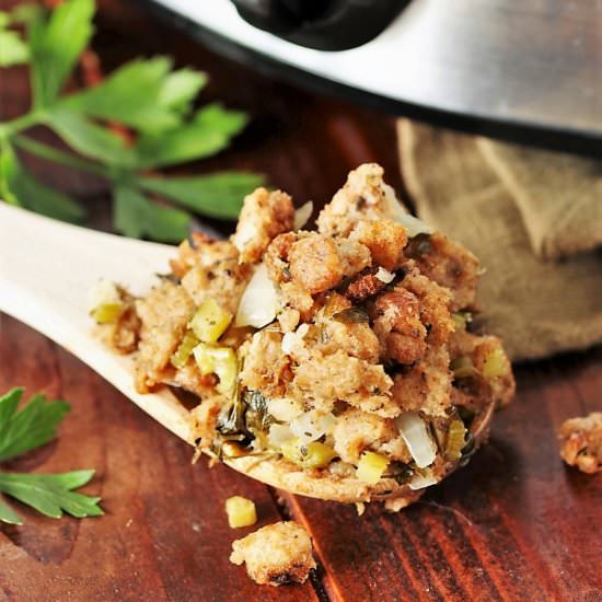 Slow Cooker Stuffing - Recipe photo by thekitchenismyplayground