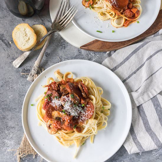 Tomato Chorizo Pasta - Recipe photo by The Home Cooks Kitchen