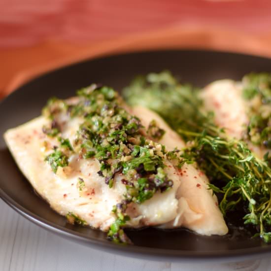 Slow Roasted Cod with Pesto - Recipe photo by forwardeats