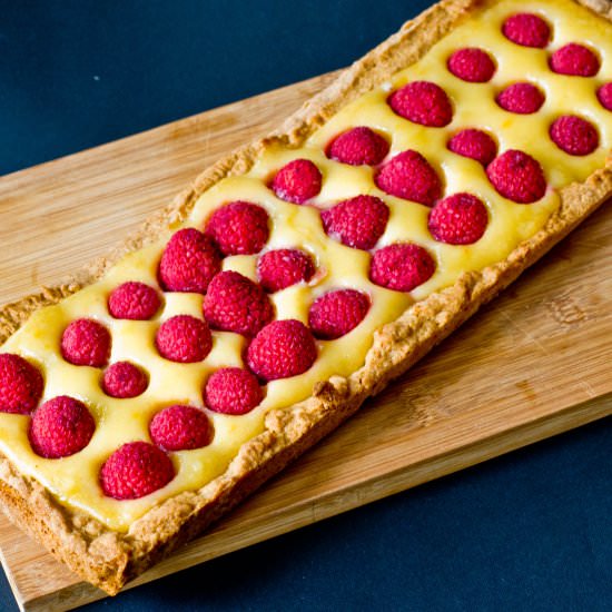 Lemon raspberry tart - Recipe photo by Uit de pan van San