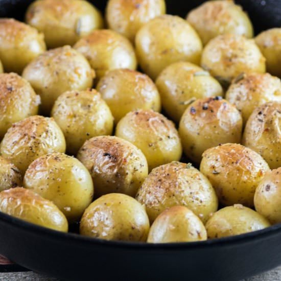GARLIC ROSEMARY FONDANT POTATOES - Recipe photo by noshingwiththenolands