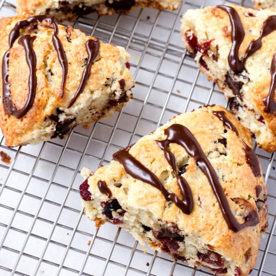 Dark Chocolate Cranberry Scones - Recipe photo by cookingformysoul