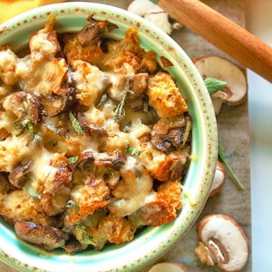 Mushroom & Sage Bread Pudding - Recipe photo by brightrootskitchen