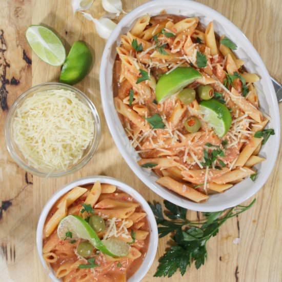 Bloody Mary Vodka Sauce on Penne - Recipe photo by The Spicy Apron