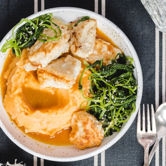 Halibut Cheeks w/ Orange Miso Broth - Recipe photo by saltwaterdaughters