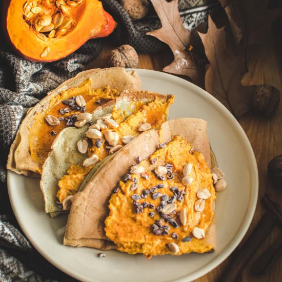 Crepes with pumpkin mousse - Recipe photo by Flymetothespoon