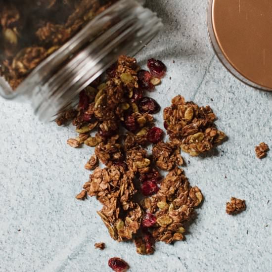 Chocolate Cranberry Pumpkin Granola - Recipe photo by maycontainsugar