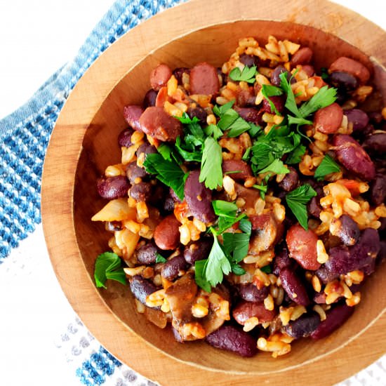 Spicy Mexican Three Bean Rice - Recipe photo by letstalkvegan.today
