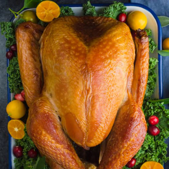 Whole Smoked Turkey with Cider Gravy - Recipe photo by garlic and zest