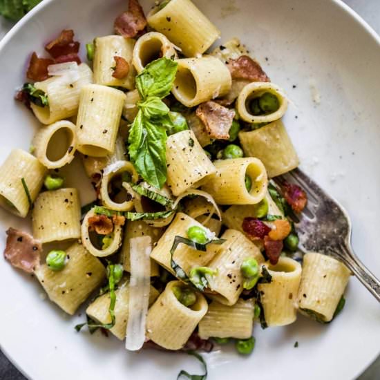 Pea & Bacon Pasta - Recipe photo by platingsandpairings