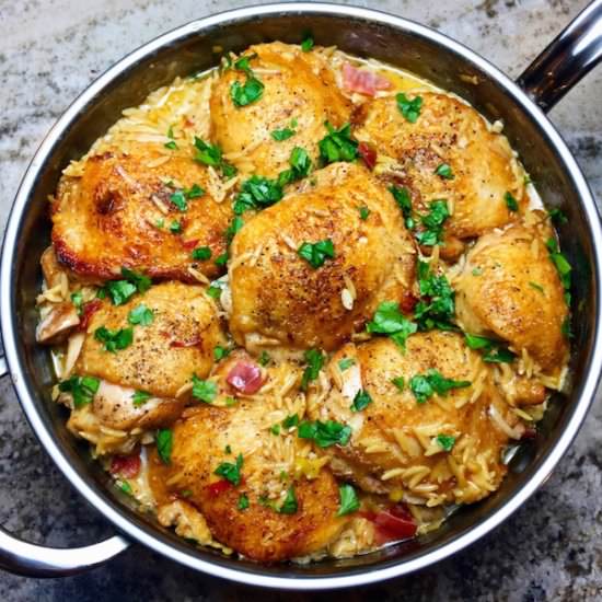 Skillet Chicken Marsala & Orzo - Recipe photo by AlyRomero