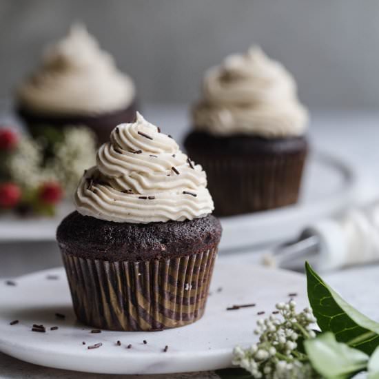 choc cupcakes espresso buttercream - Recipe photo by wellseasonedstudio
