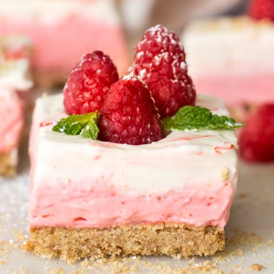 Layered No Bake Cheesecake Bars - Recipe photo by ValentinasCorner