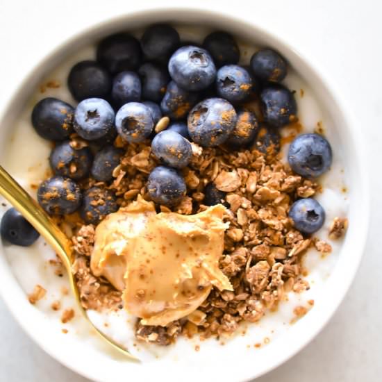 Blueberry Granola and Yogurt Bowl - Recipe photo by realandvibrant