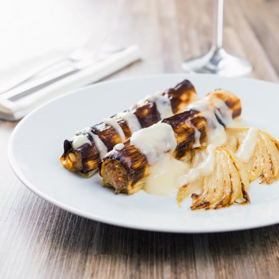 Stuffed Leeks With Pear Sauce - Recipe photo by Brian Jones