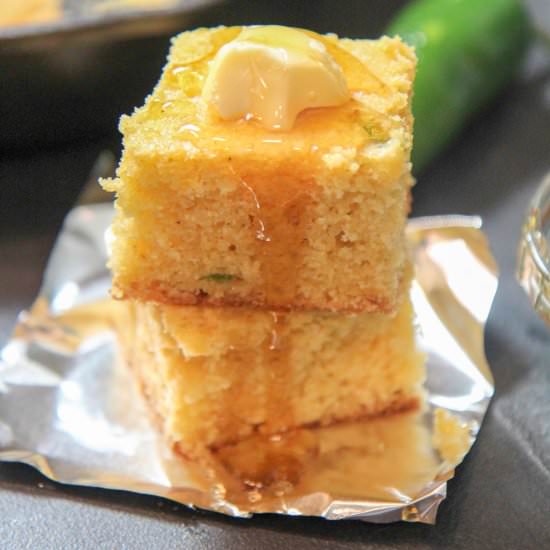 Honey Jalapeno Cheddar Cornbread - Recipe photo by cookedbyjulie