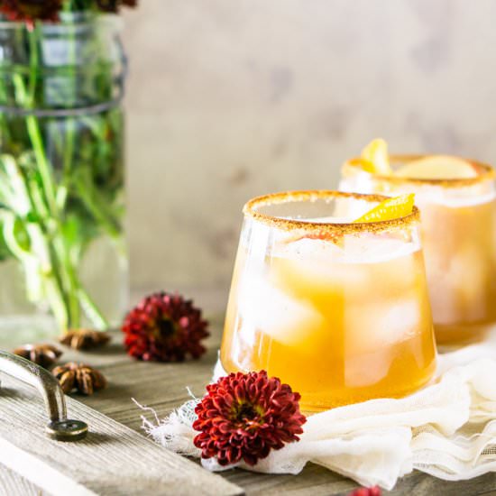 Ginger-Bourbon-Apple Cider Cocktail - Recipe photo by Burrata and Bubbles