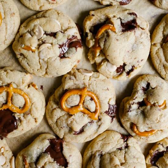 Chocolate Caramel Pretzel Cookies - Recipe photo by thewoodandspoon