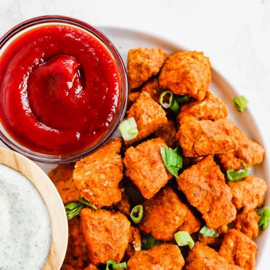 Baked Buffalo Tofu Nuggets - Recipe photo by emilieeats