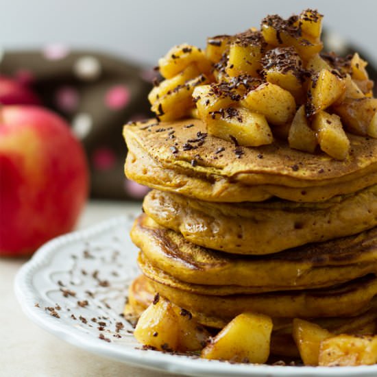 Caramelized Apples Pumpkin Pancakes - Recipe photo by ilonaspassion