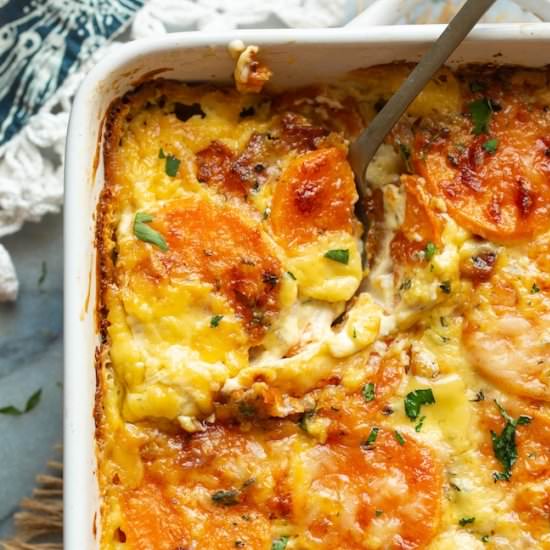 Scalloped Sweet Potatoes - Recipe photo by asaucykitchen