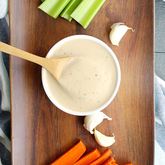 Vegan Garlic Hummus Ranch Dressing - Recipe photo by babemadeblog